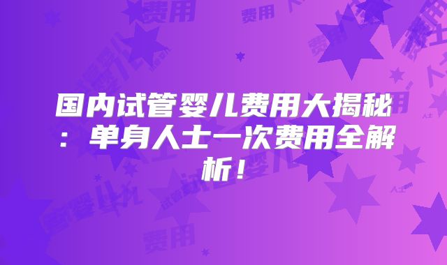 国内试管婴儿费用大揭秘：单身人士一次费用全解析！