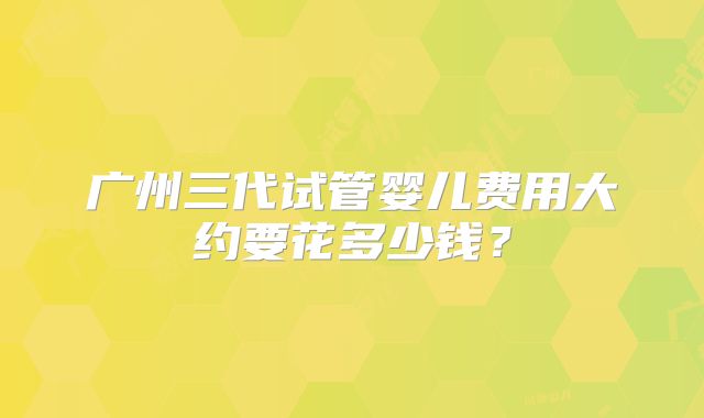 广州三代试管婴儿费用大约要花多少钱？