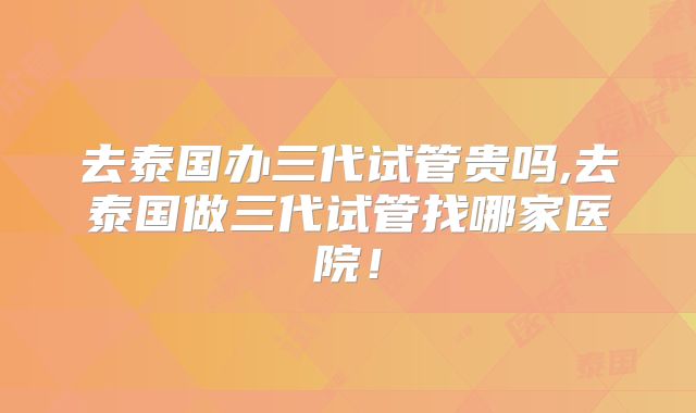 去泰国办三代试管贵吗,去泰国做三代试管找哪家医院!