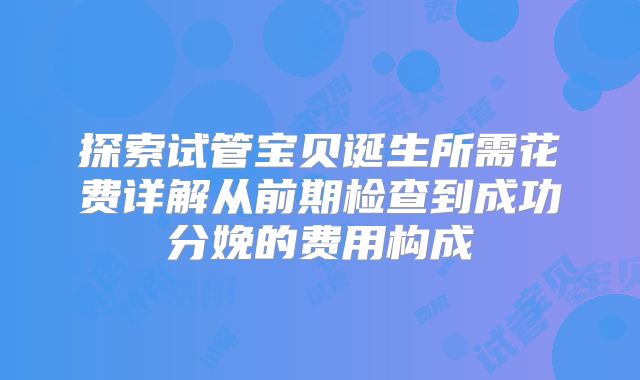 探索试管宝贝诞生所需花费详解从前期检查到成功分娩的费用构成