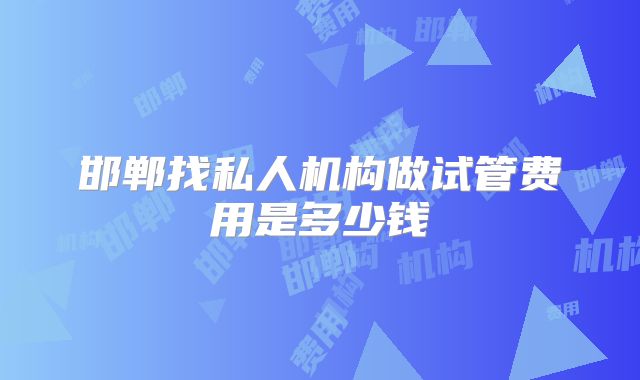 邯郸找私人机构做试管费用是多少钱