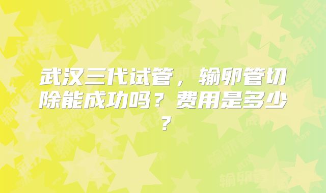 武汉三代试管,输卵管切除能成功吗?费用是多少?