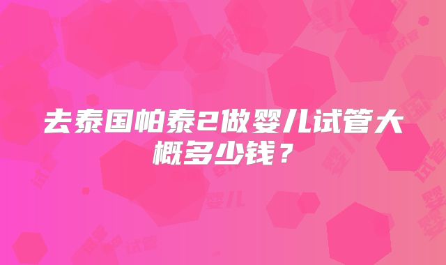 去泰国帕泰2做婴儿试管大概多少钱？
