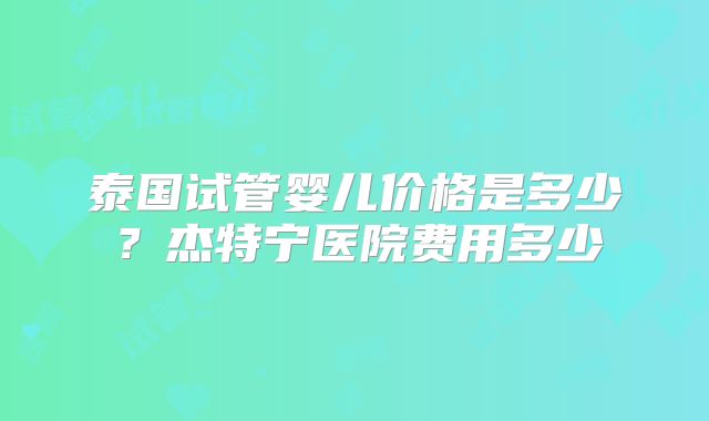泰国试管婴儿价格是多少？杰特宁医院费用多少