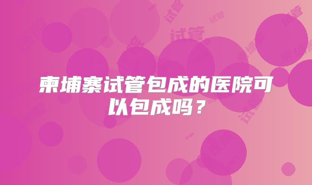 柬埔寨试管包成的医院可以包成吗？