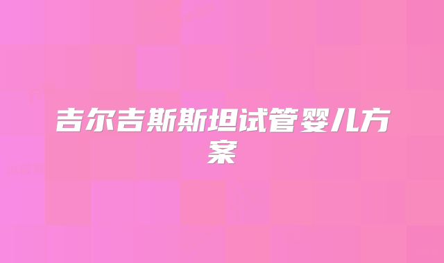 吉尔吉斯斯坦试管婴儿方案