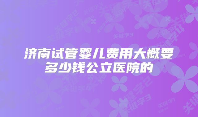 济南试管婴儿费用大概要多少钱公立医院的