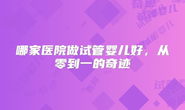 哪家医院做试管婴儿好，从零到一的奇迹