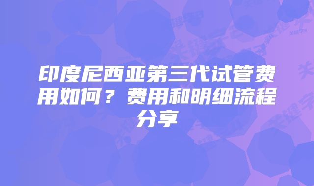 印度尼西亚第三代试管费用如何?费用和明细流程分享