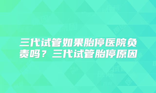 三代试管如果胎停医院负责吗?三代试管胎停原因