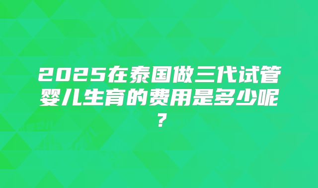 2025在泰国做三代试管婴儿生育的费用是多少呢?