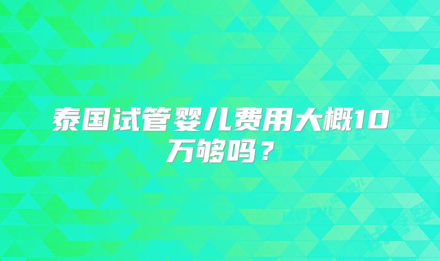 泰国试管婴儿费用大概10万够吗？