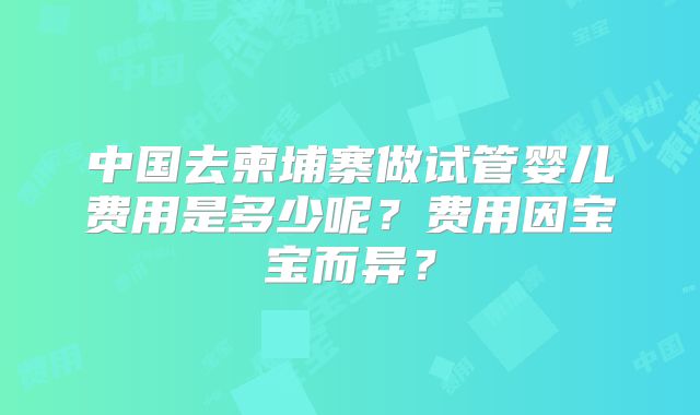 中国去柬埔寨做试管婴儿费用是多少呢？费用因宝宝而异？
