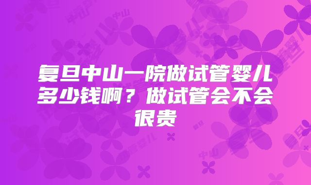 复旦中山一院做试管婴儿多少钱啊?做试管会不会很贵
