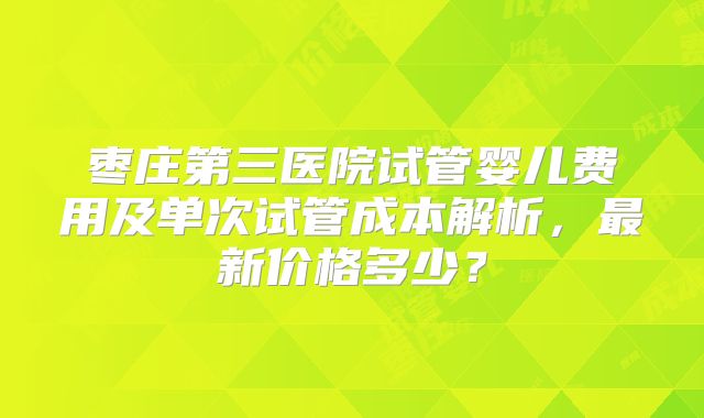 枣庄第三医院试管婴儿费用及单次试管成本解析，最新价格多少？