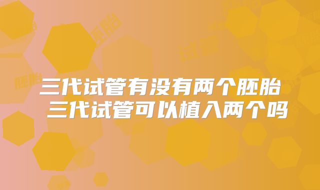 三代试管有没有两个胚胎 三代试管可以植入两个吗