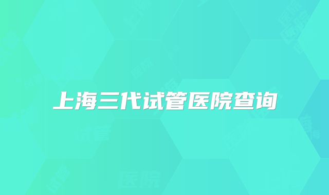 上海三代试管医院查询
