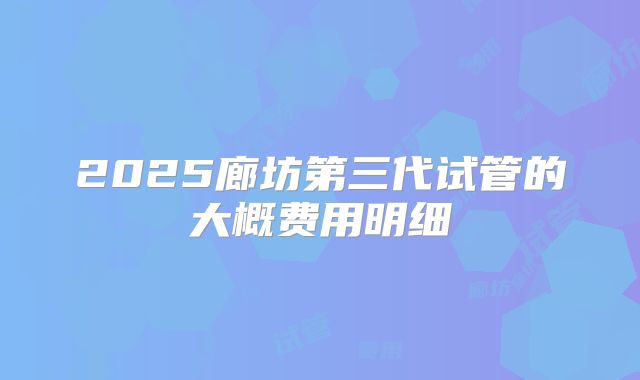 2025廊坊第三代试管的大概费用明细