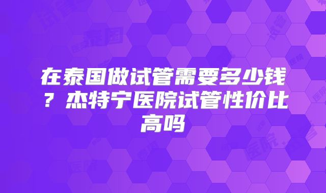 在泰国做试管需要多少钱？杰特宁医院试管性价比高吗