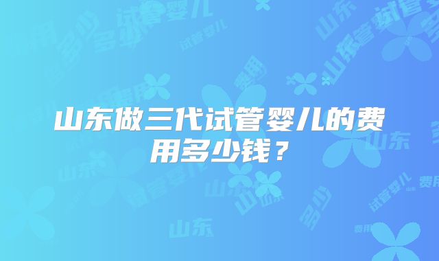 山东做三代试管婴儿的费用多少钱？