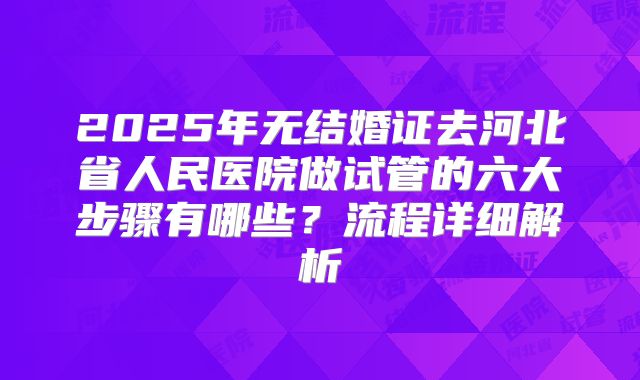2025年无结婚证去河北省人民医院做试管的六大步骤有哪些?流程详细解析
