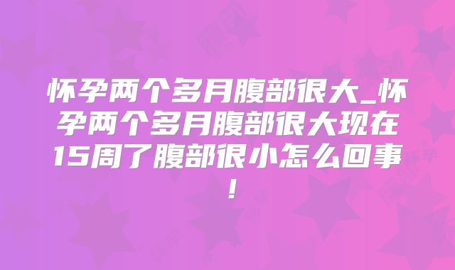 怀孕两个多月腹部很大_怀孕两个多月腹部很大现在15周了腹部很小怎么回事!