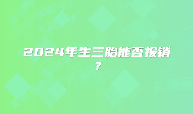 2024年生三胎能否报销?