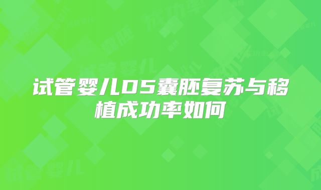 试管婴儿D5囊胚复苏与移植成功率如何