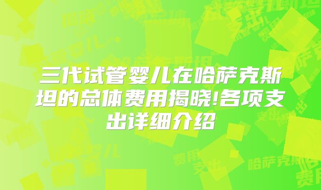 三代试管婴儿在哈萨克斯坦的总体费用揭晓!各项支出详细介绍