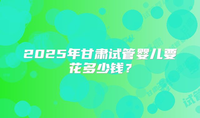 2025年甘肃试管婴儿要花多少钱?