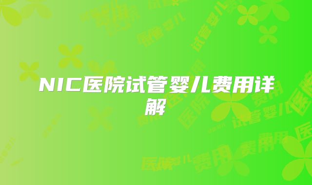 NIC医院试管婴儿费用详解