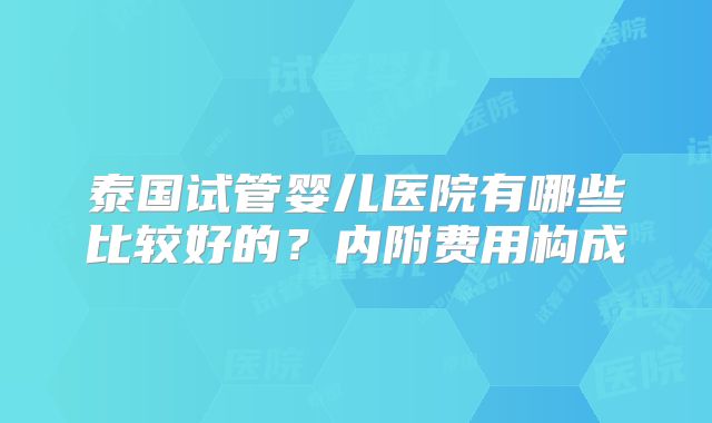 泰国试管婴儿医院有哪些比较好的？内附费用构成