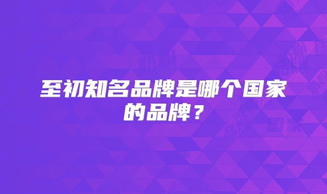 至初知名品牌是哪个国家的品牌？