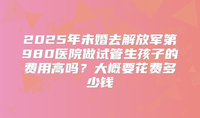 2025年未婚去解放军第980医院做试管生孩子的费用高吗?大概要花费多少钱