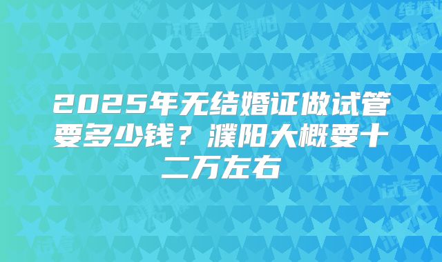 2025年无结婚证做试管要多少钱?濮阳大概要十二万左右