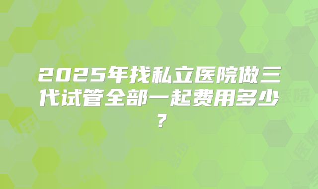 2025年找私立医院做三代试管全部一起费用多少？