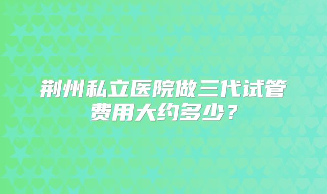 荆州私立医院做三代试管费用大约多少？