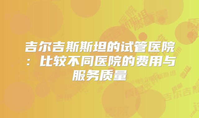 吉尔吉斯斯坦的试管医院:比较不同医院的费用与服务质量