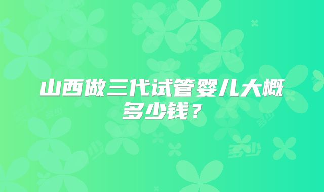 山西做三代试管婴儿大概多少钱?