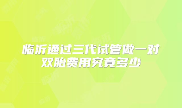 临沂通过三代试管做一对双胎费用究竟多少