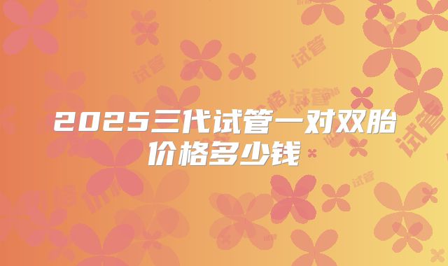 2025三代试管一对双胎价格多少钱