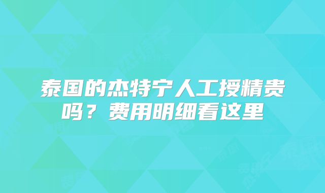 泰国的杰特宁人工授精贵吗?费用明细看这里
