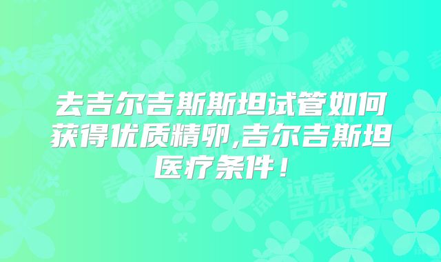 去吉尔吉斯斯坦试管如何获得优质精卵,吉尔吉斯坦医疗条件!