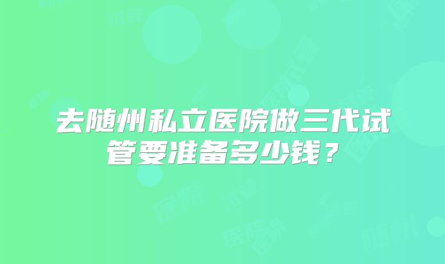 去随州私立医院做三代试管要准备多少钱?