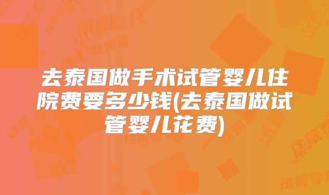 去泰国做手术试管婴儿住院费要多少钱(去泰国做试管婴儿花费)
