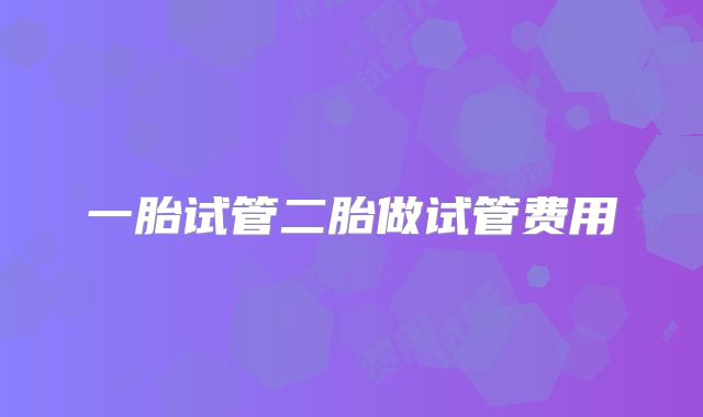 一胎试管二胎做试管费用