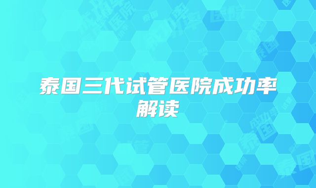 泰国三代试管医院成功率解读