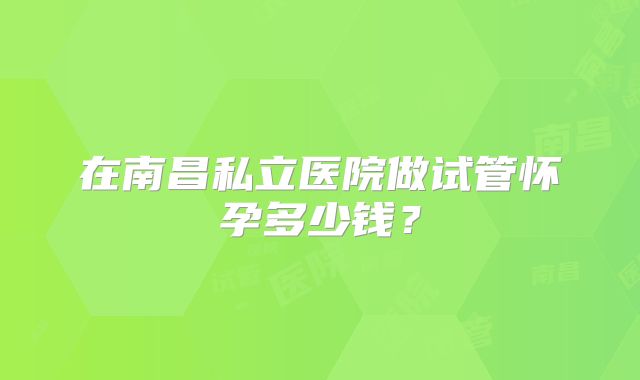 在南昌私立医院做试管怀孕多少钱?