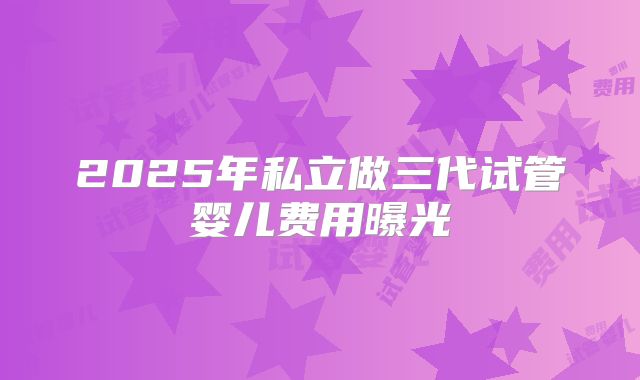 2025年私立做三代试管婴儿费用曝光