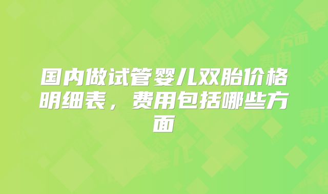 国内做试管婴儿双胎价格明细表，费用包括哪些方面